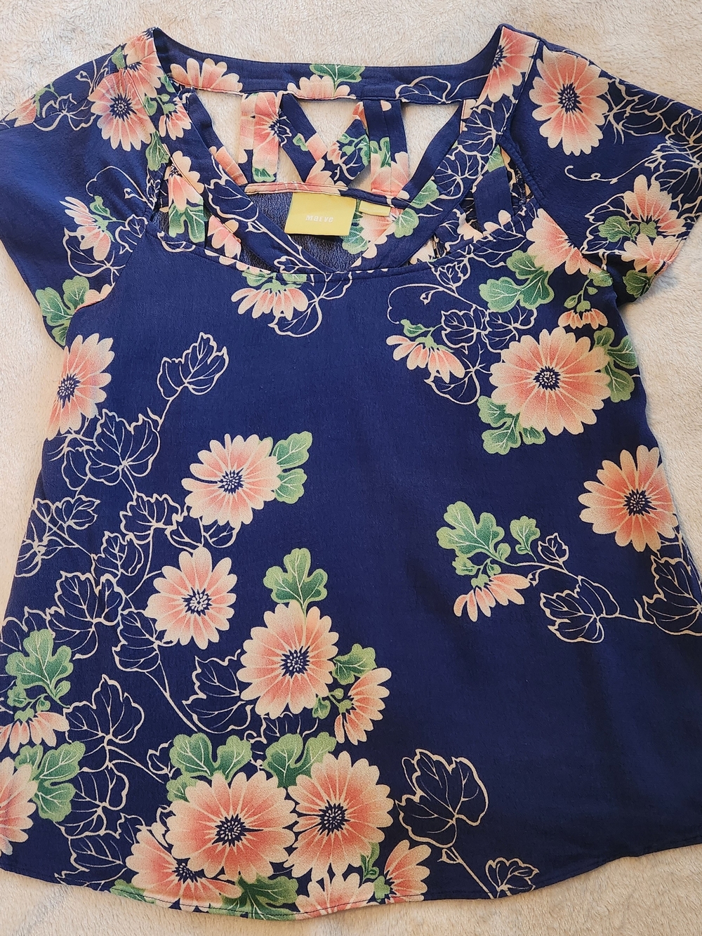 Anthropologie  Maeve Tri-Cut Out Floral Blouse Size 4